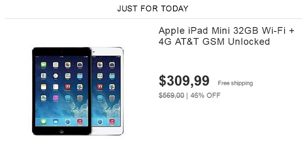 Apple iPad Mini со скидкой 46% на eBay