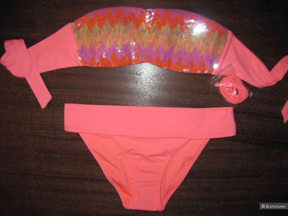 Новый купальник бандо Victoria's Secret оригинал розовый в пайетках р.М, 1200 грн