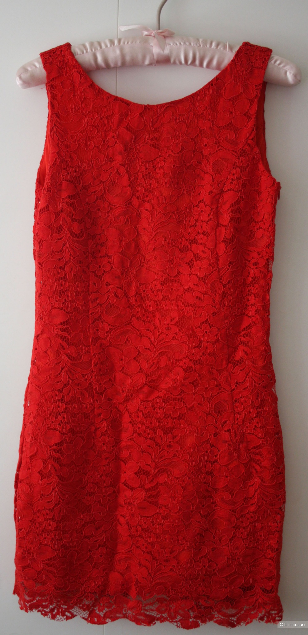 Красное кружевное платье, совсем новое, с бирками! р. 44RU