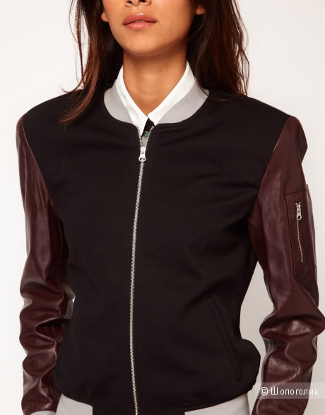 Шикарный жакет-куртка с кожаными рукавами Antipodium
