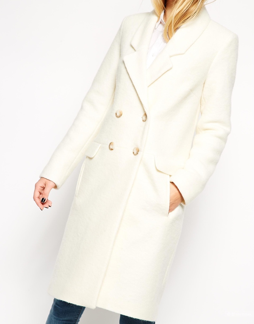 Белое шерстяное пальто с Asos