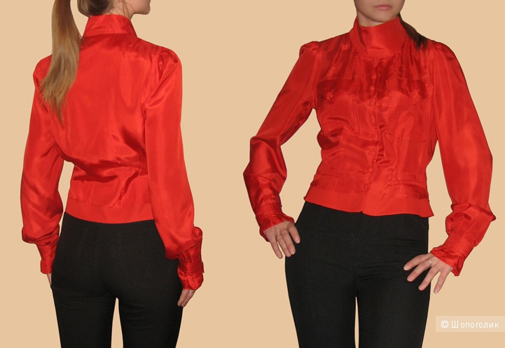 Алая шелковая блузка Yves Saint Laurent, Fr 36. Б/у