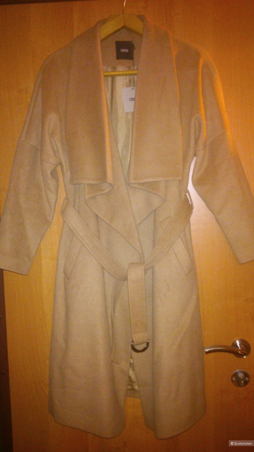 Модное удлиненное пальто Asos с каскадной драпировкой, 51% шерсти, новое, 46-50