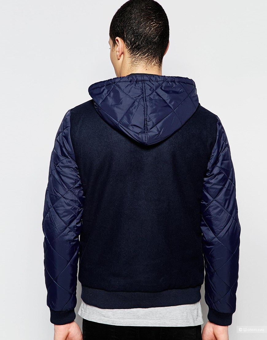 Мужская куртка-бомбер с капюшоном и стегаными рукавами Native Youth Hooded Bomber Jacket - Blue / L