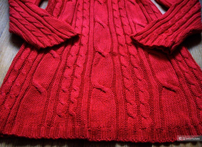 Платье вязаное красное 46-48