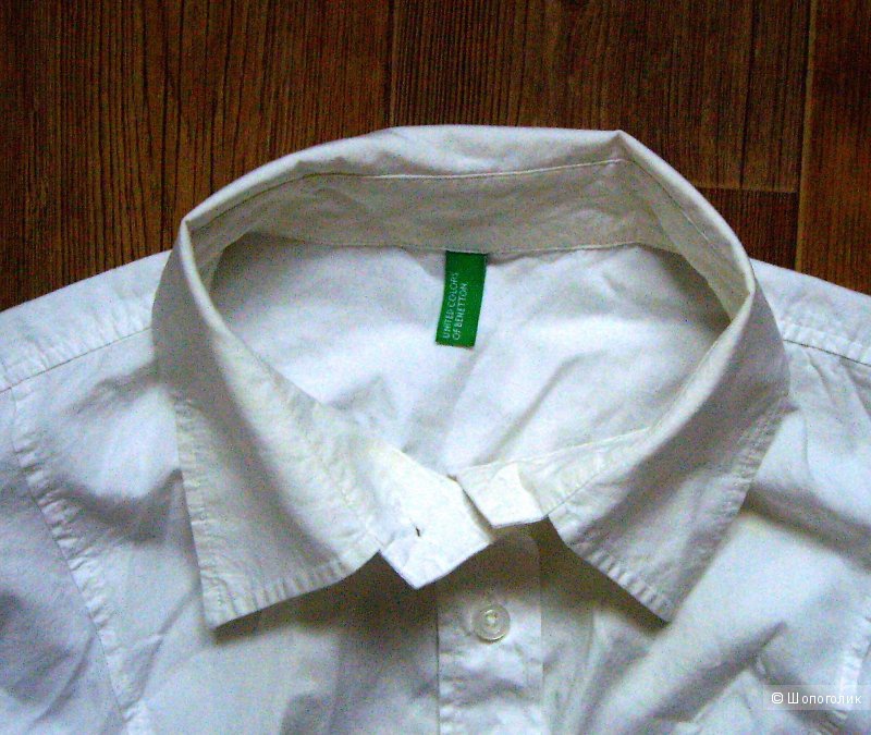 Белая рубашка Benetton 44-46, два  шёлковых галстука в подарок