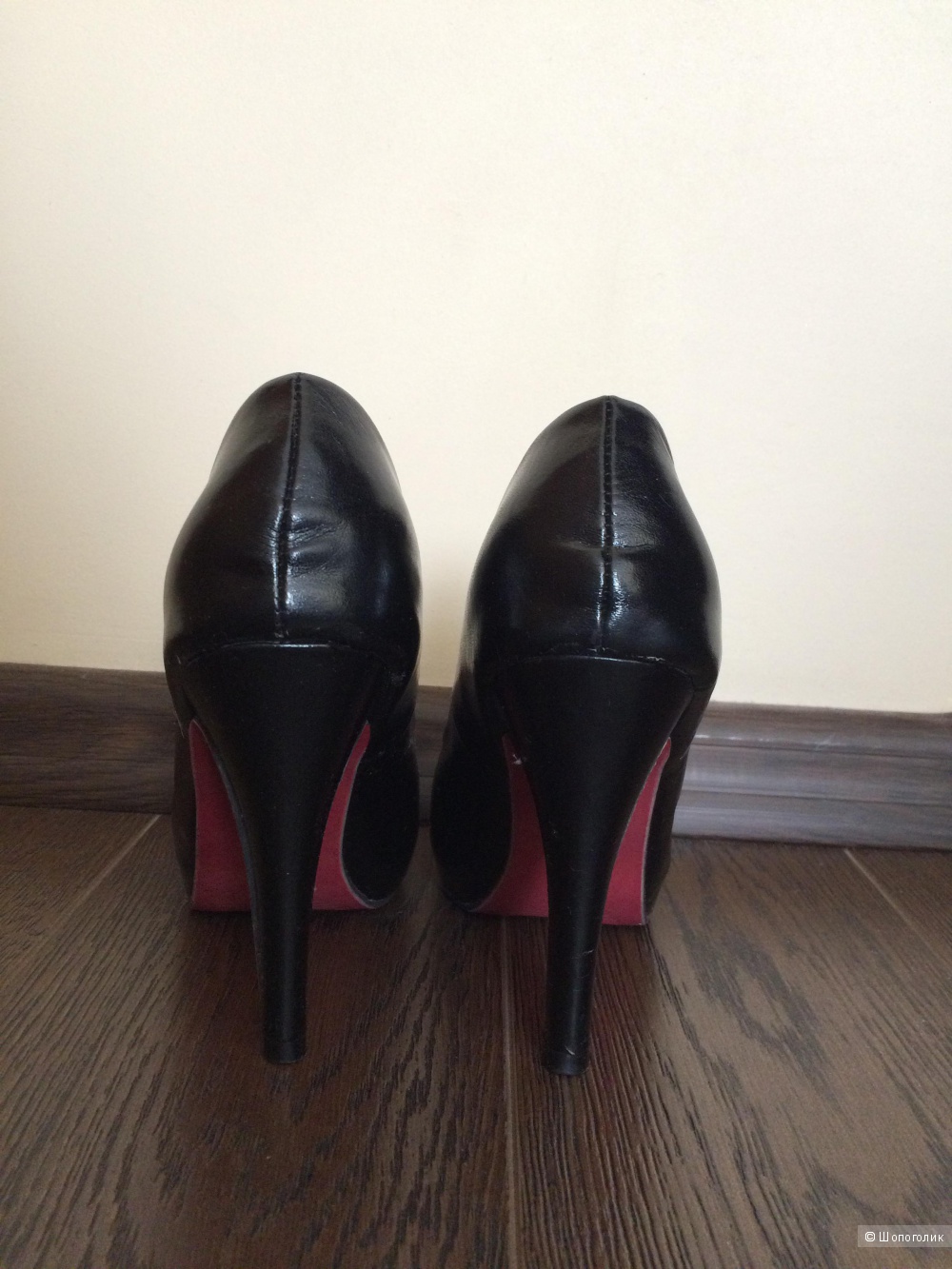 Чёрные туфли на каблуке, кожзам, 36 размер