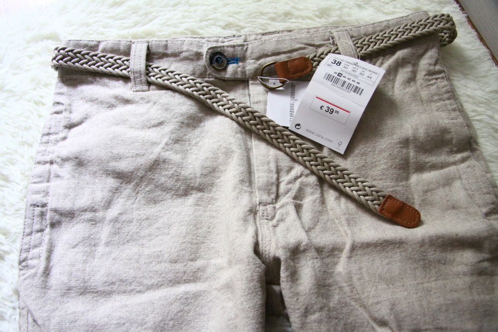 Льняные светлые брюки Zara в комплекте с ремешком новые
