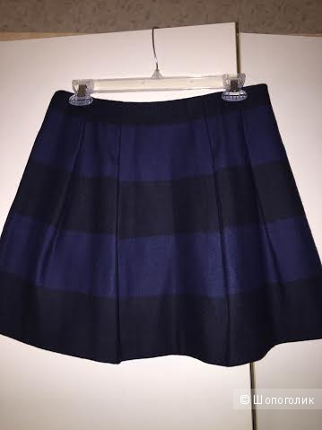 Шерстяная полосатая юбка Madewell Mayle размер 4us темно-синий с черным.