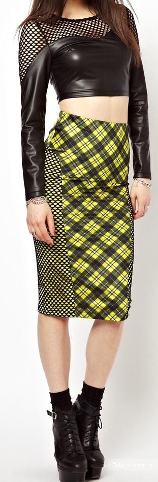 Классная стильная яркая юбка-карандаш от Jaded London с принтом "тартан"