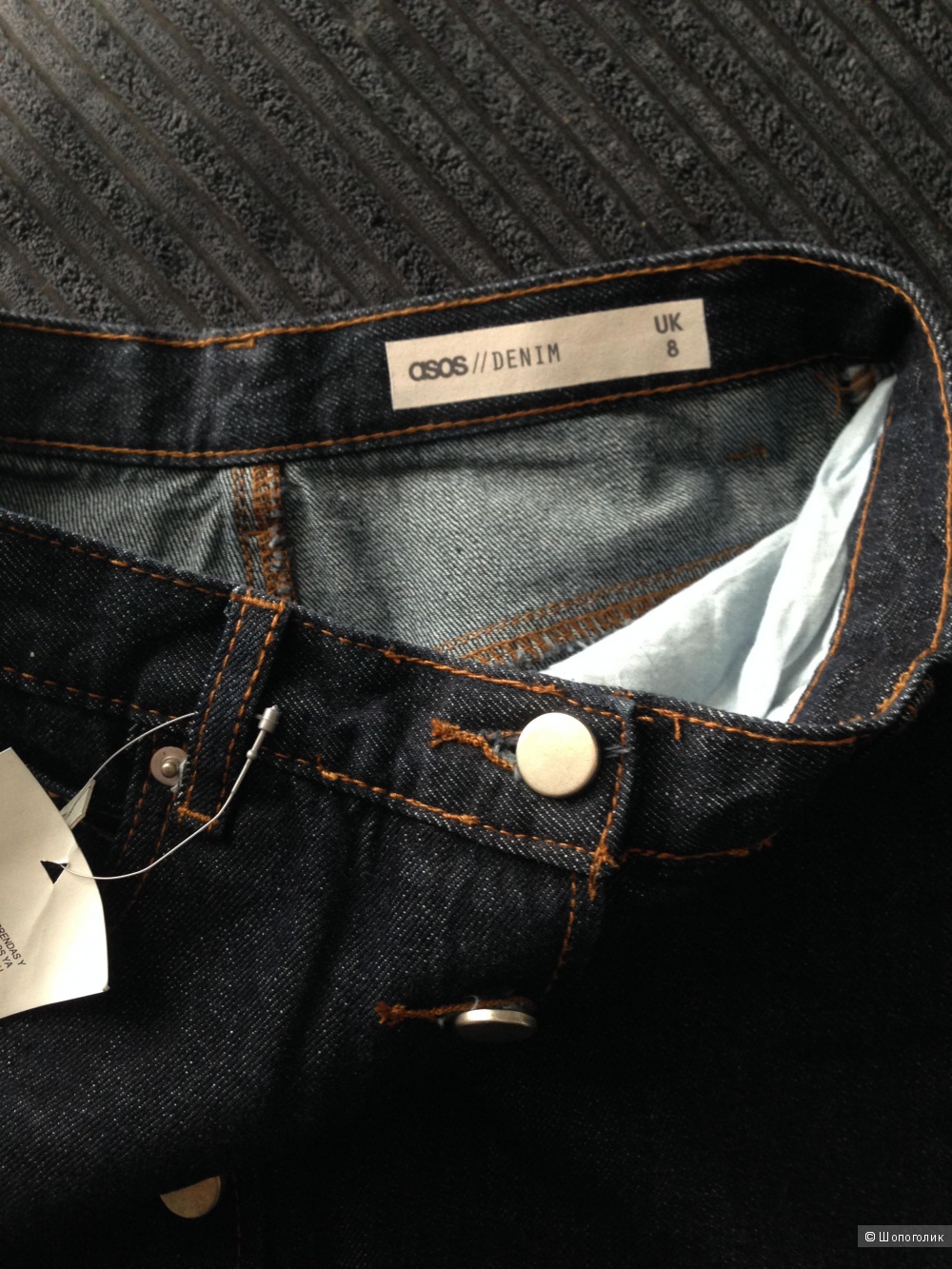 Джинсовая юбка‑трапеция с контрастными швами ASOS (размер UK 8)
