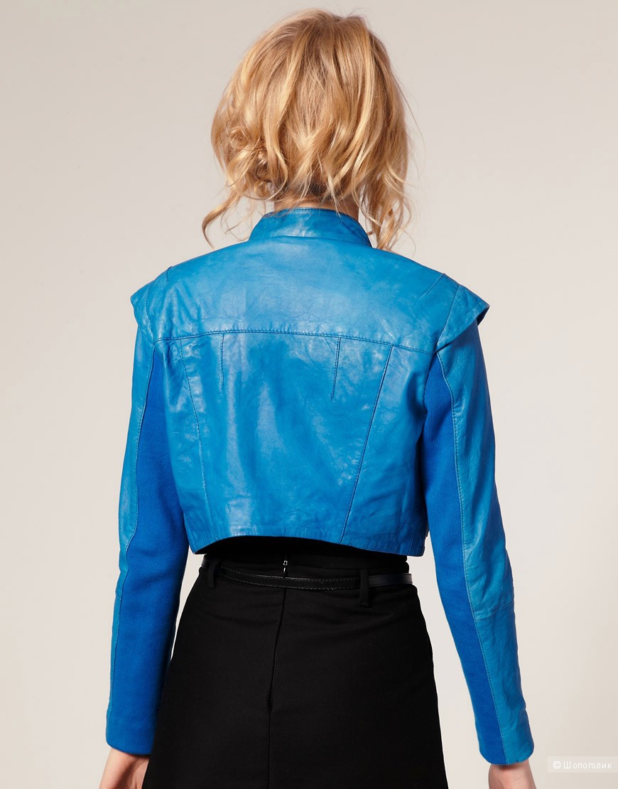 Укороченная кожаная куртка Asos UK8