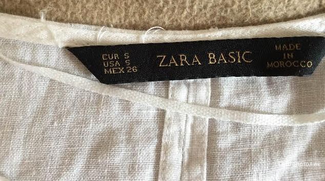 Льняная белая блузка/рубашка Zara размер S, можно на М.