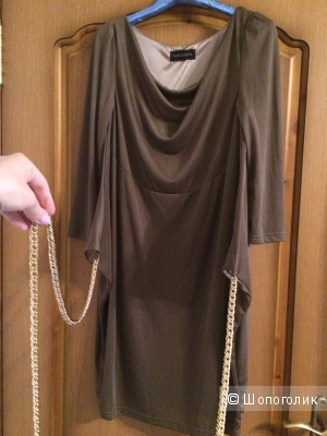 Новое оригинальное платье кофейного цвета с цепями, размер S