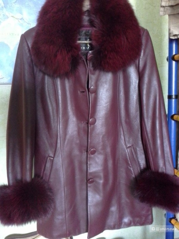 Демисезонная кожаная куртка с подкладом, L, 48(46 возможно) р-р