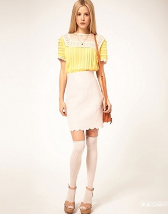 Asos blouse with pleating and lace yoke UK 10 / рр 42-44