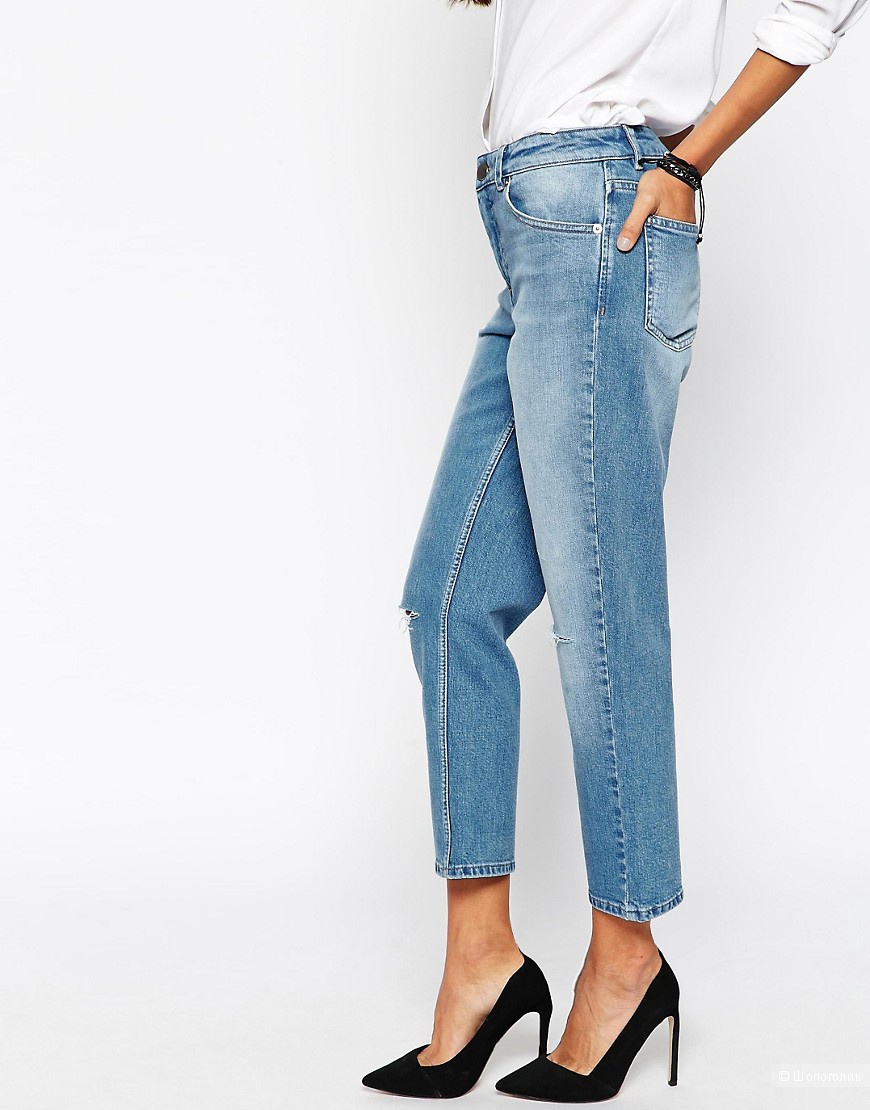 Джинсы винтажного голубого цвета Girlfriend Jeans ASOS PETITE