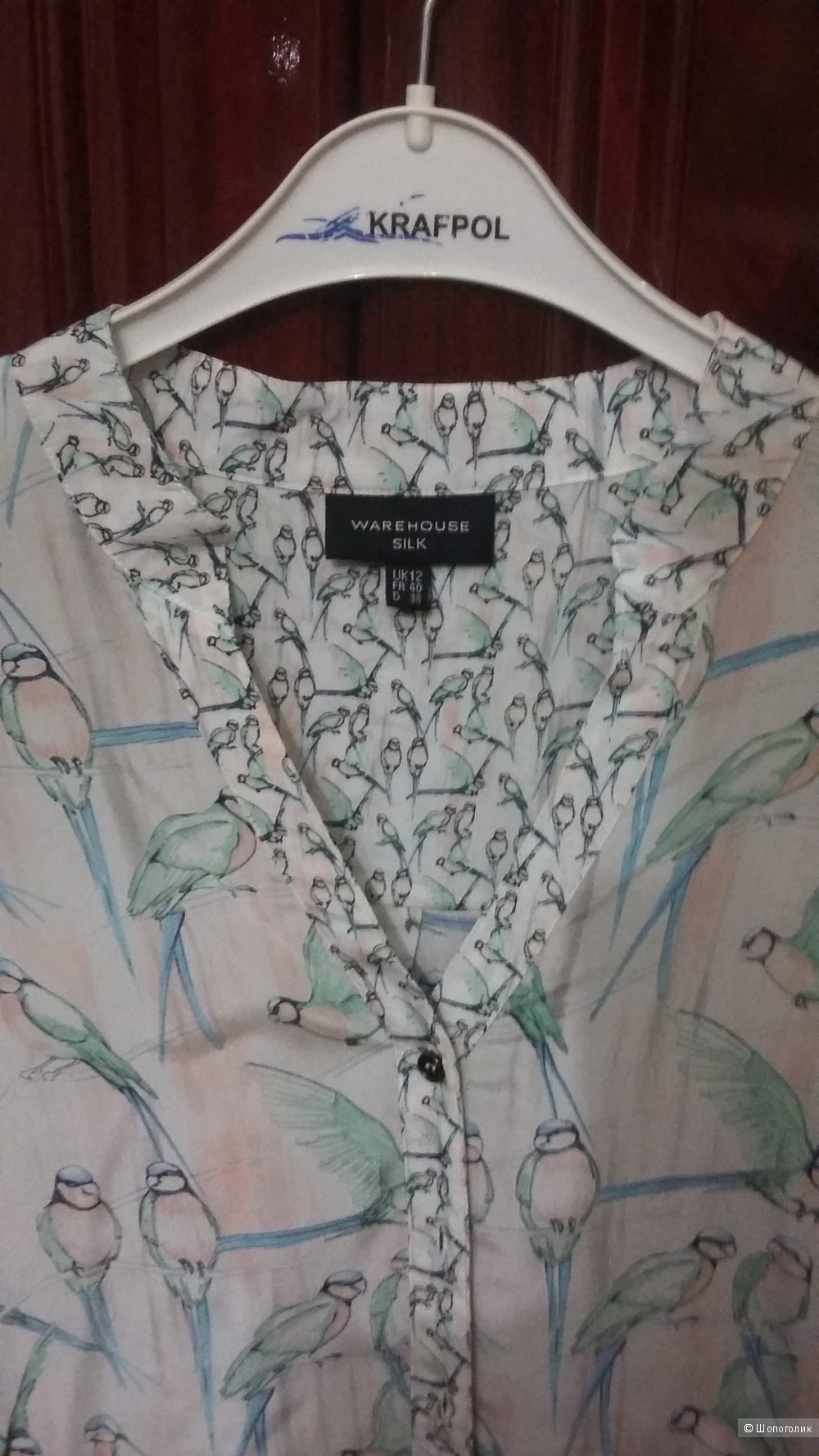 Шелковая рубашка с птицами