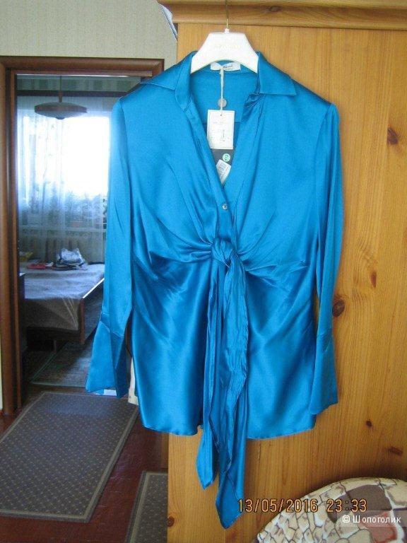 Шелковая блузка Aplomb, 42IT, цвет морской волны, новая, с этикеткой