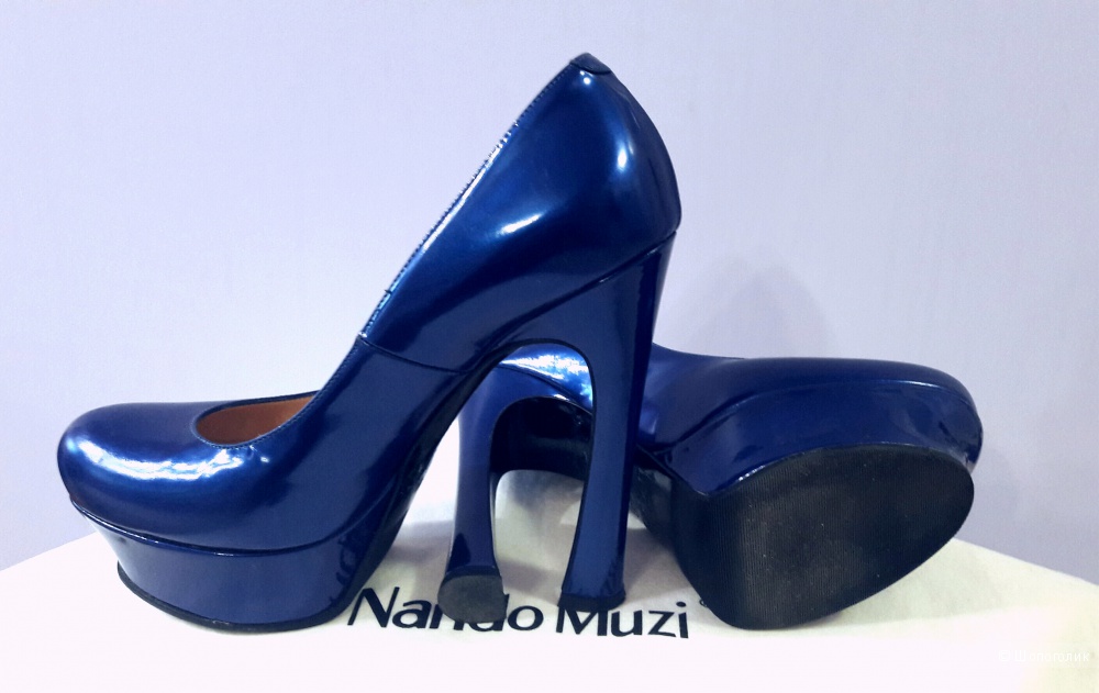 Лаковые синие туфли NANDO MUZI р. 37 (36)