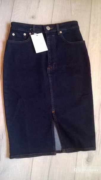 Новая джинсовая миди юбка -карандаш UK 8
