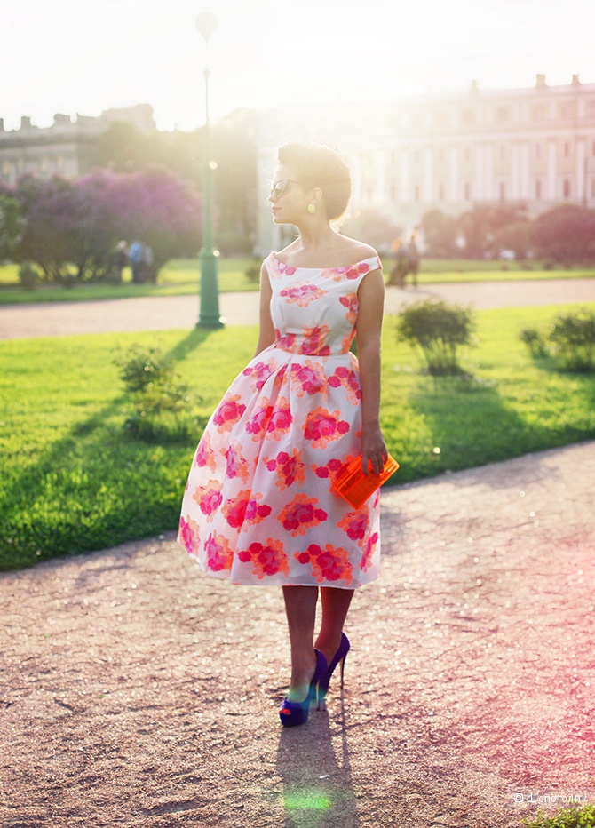 Жаккардовое платье миди флуоресцентной расцветки ASOS