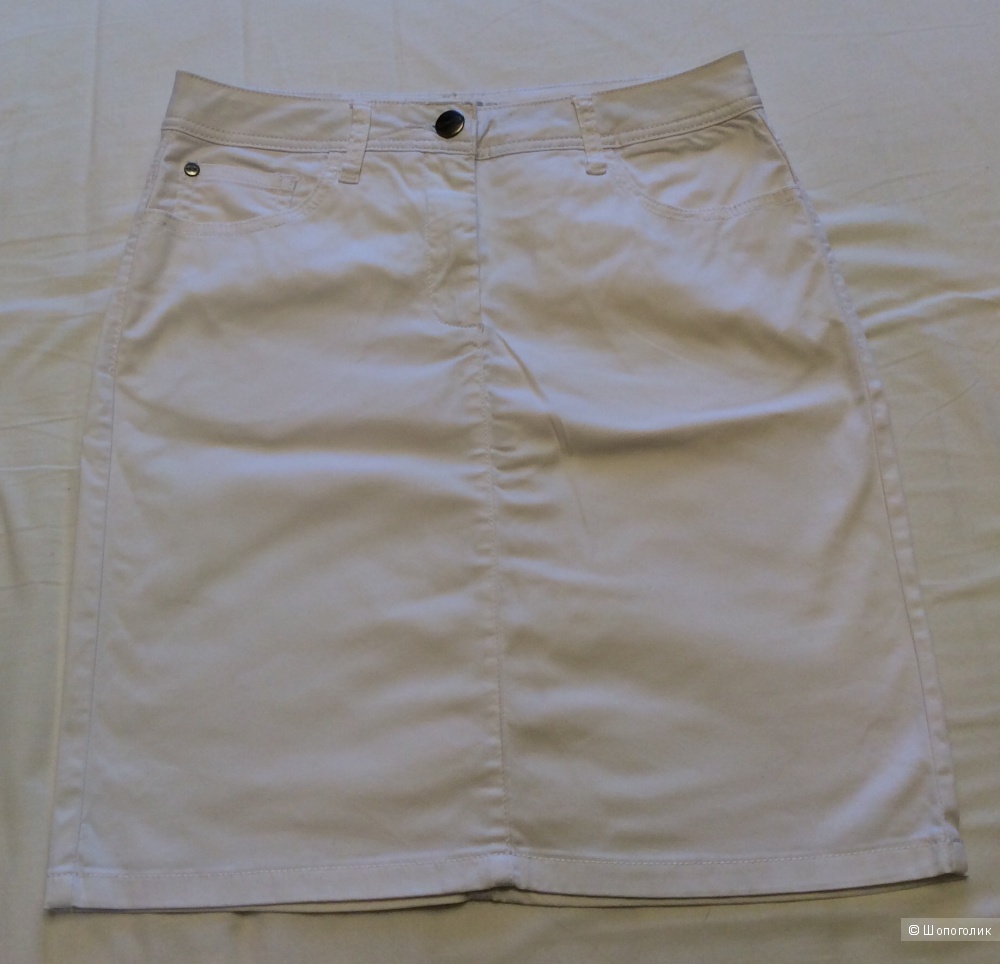 Белая летняя юбка в джинсовом стиле р.46