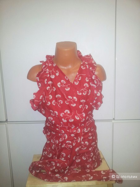 Women's Red Ruffled Wrap Top