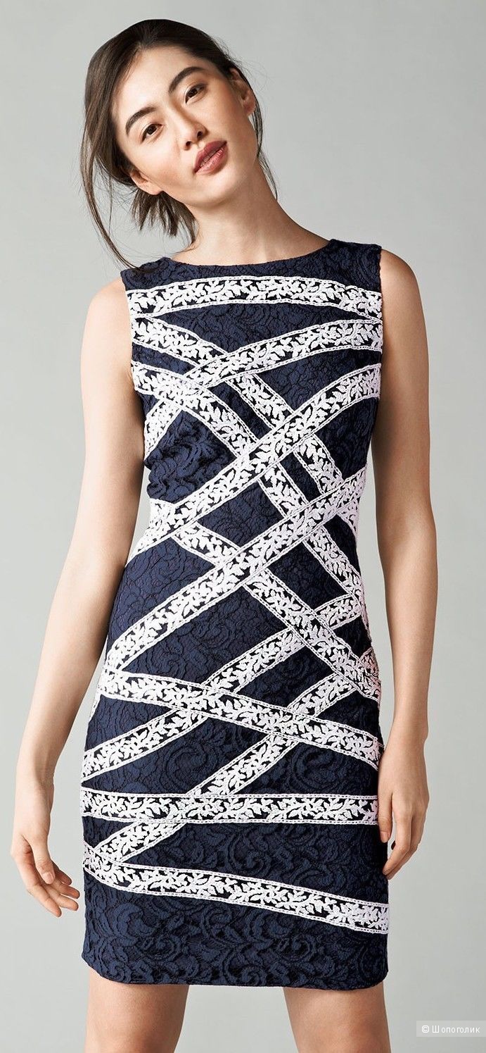 TADASHI SHOJI платье из ажурнейшего кружева двух цветов р.44