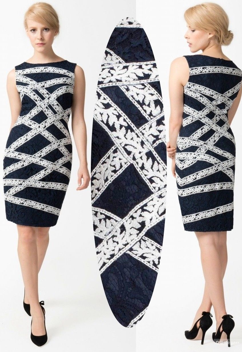 TADASHI SHOJI платье из ажурнейшего кружева двух цветов р.44