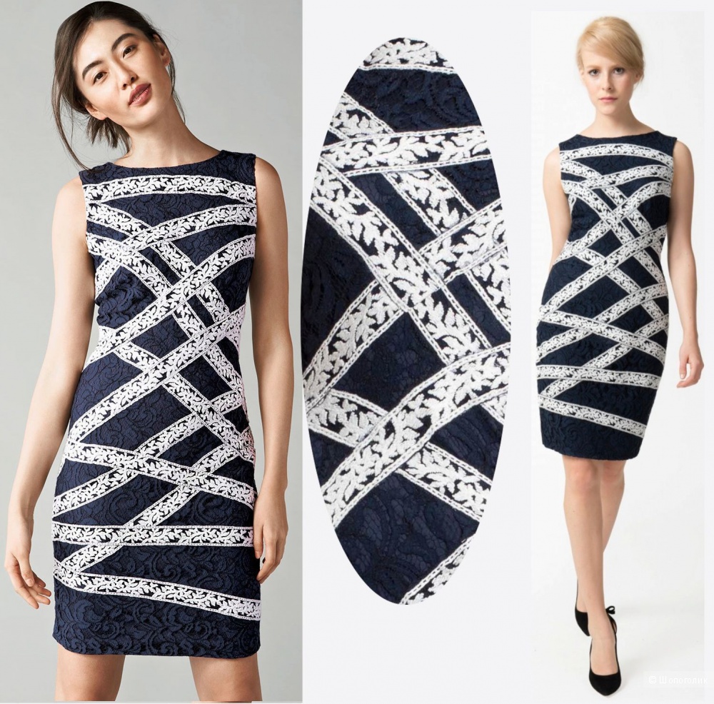 TADASHI SHOJI платье из ажурнейшего кружева двух цветов р.44