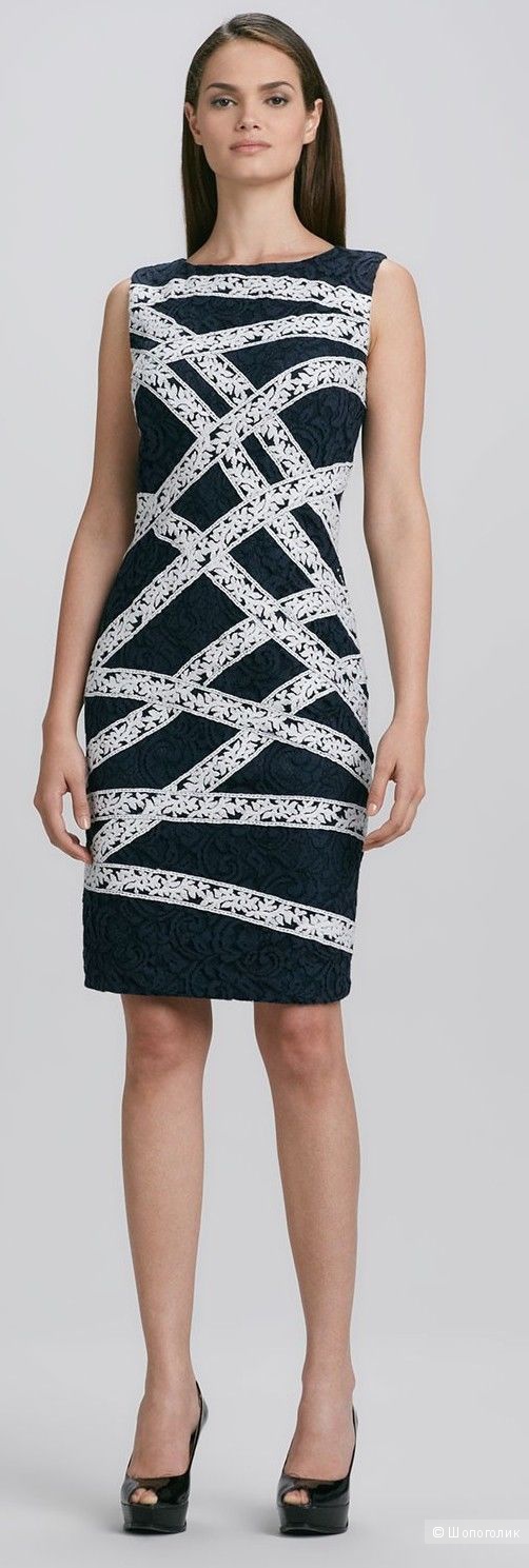 TADASHI SHOJI платье из ажурнейшего кружева двух цветов р.44