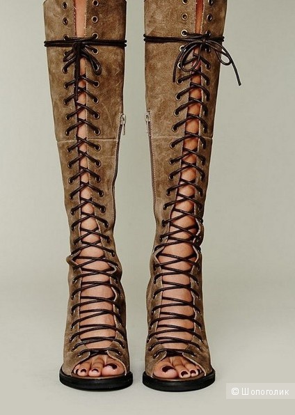 Новые стильные летние сапоги ботфорты Isabel Marant из натуральной замши на шнуровке, молния, 37- 38 разм