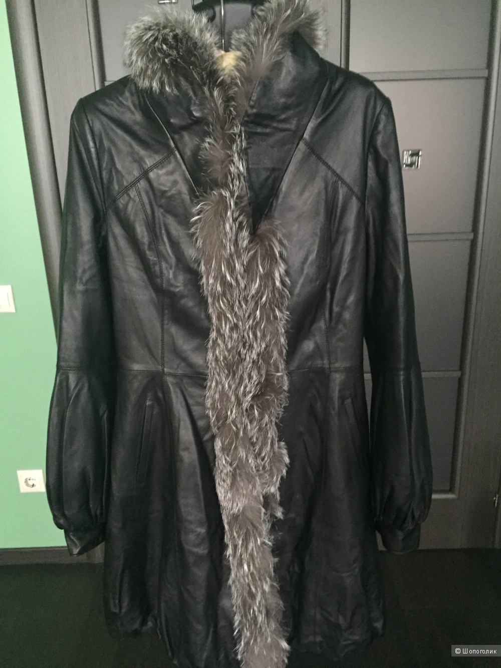 Продаю б/у кожаное утепленное пальто La Reine Blanche размер 42-44.