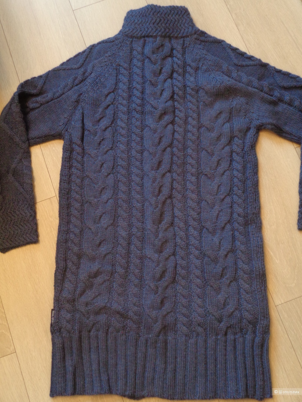 Новое 100% шерстяное вязаное пальто (Великобритания) на 44-46р-р глубокого синего цвета с косами