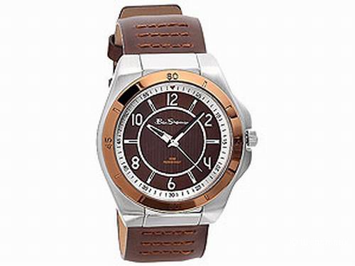 Брендовые часы мужские BEN SHERMAN WATCH ROUND BRONZE DIAL BROWN FAUX LEATHER STRAP R928