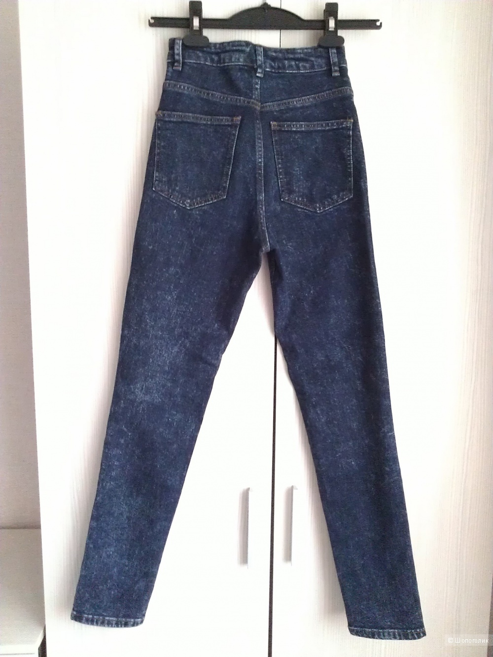 Синие мраморные джинсы ASOS Farleigh High Waist Slim Mom Jeans in Indigo Snow Acid Wash W24 L32