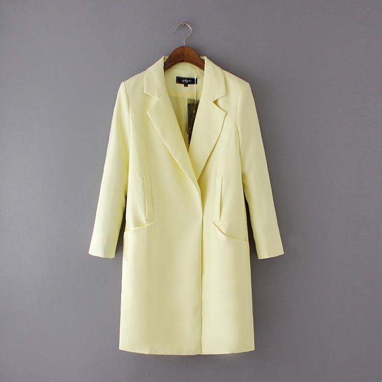 Пиджак миди бледно-лимонного цвета 42-44 S