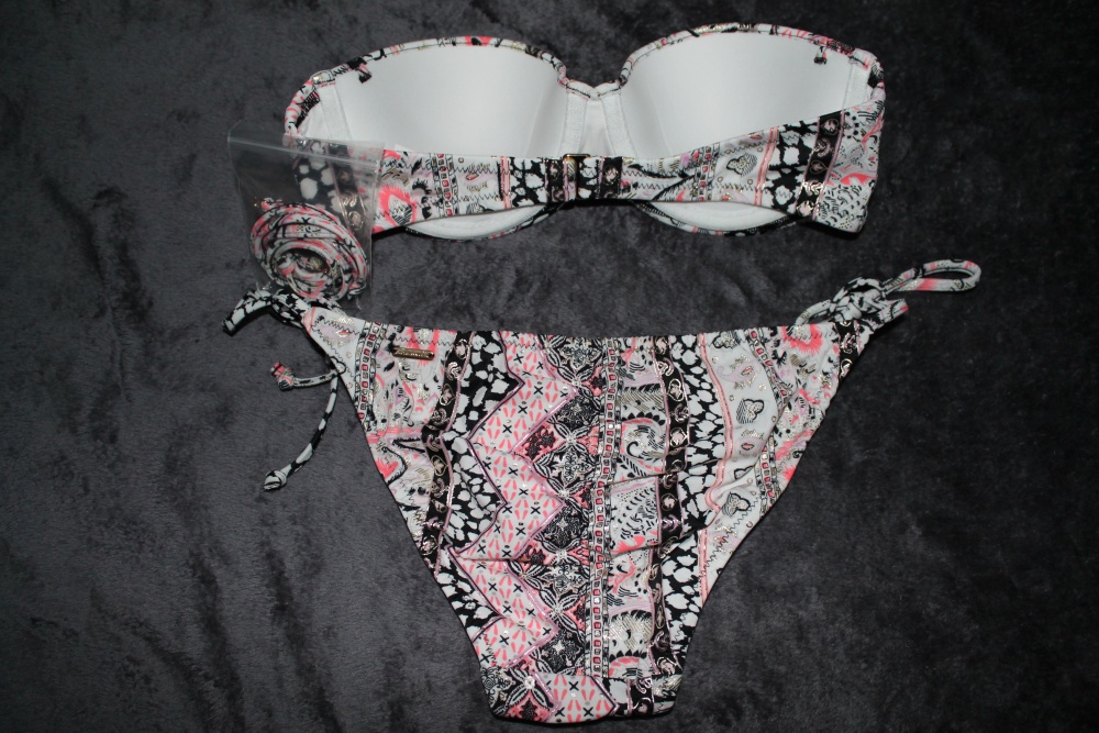 Купальник Victoria's Secret, Print-mix Flirt Bandeau 32C+Teeny Bikini Bottom XS, цвет Iconic Boho Paisley Metallic Foil