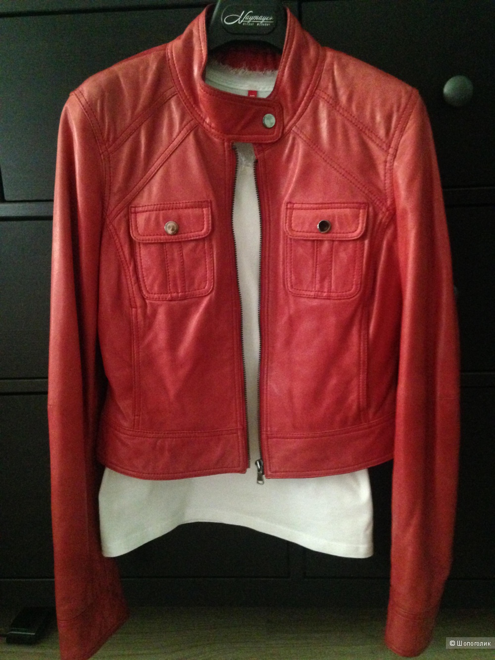 Куртка кожаная красная La Reine Blanche, размер 44