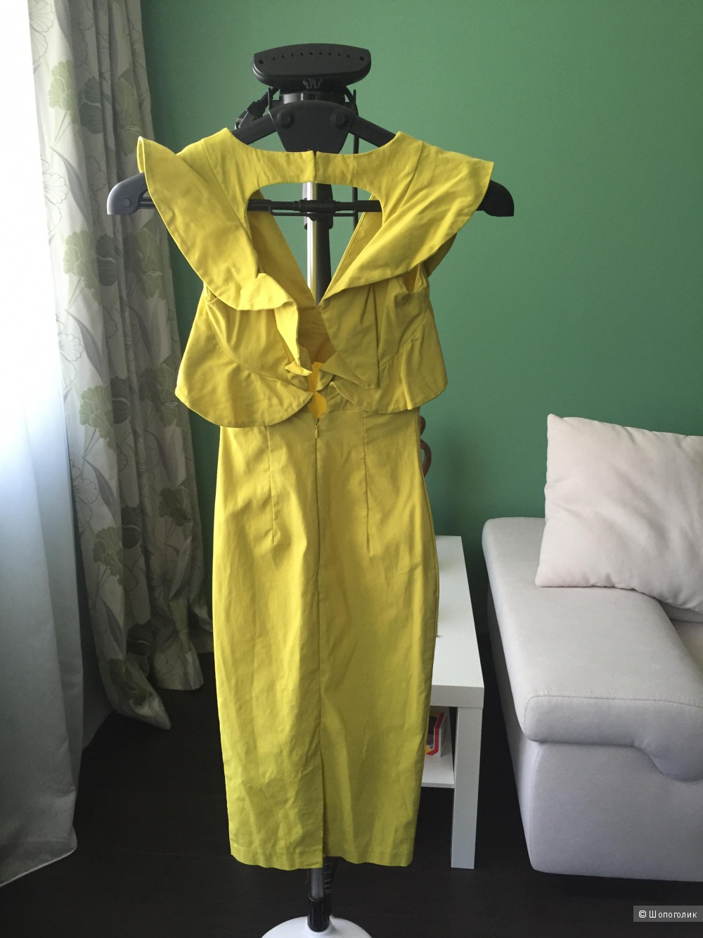 Платье-футляр с рукавами-рюшами ASOS PETITE UK4 жёлтое