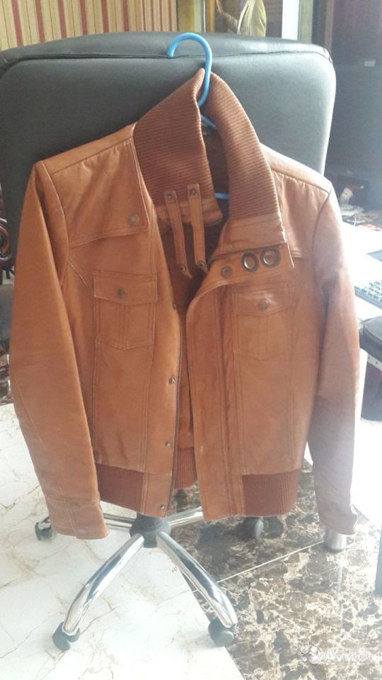 Кожаная натуральная куртка коричневого цвета Street One 44–46 (M)