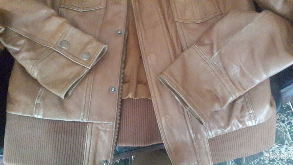 Кожаная натуральная куртка коричневого цвета Street One 44–46 (M)
