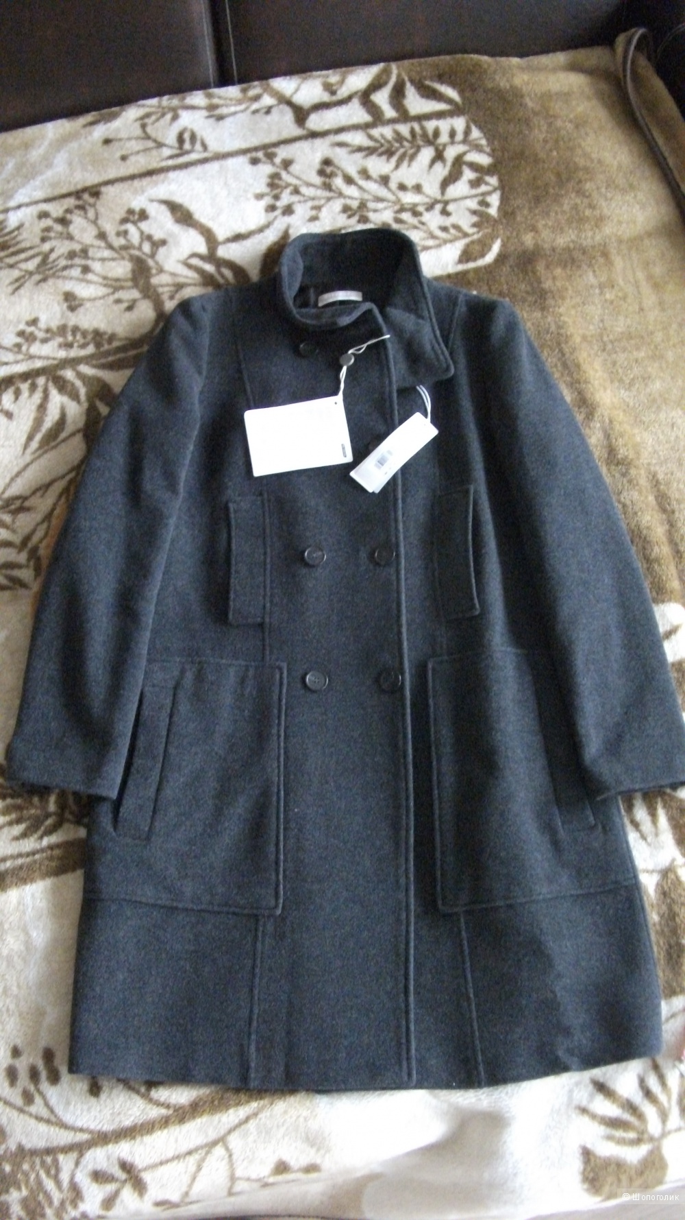 Новое пальто в стиле милитари Stefanel темно-серое 40EU