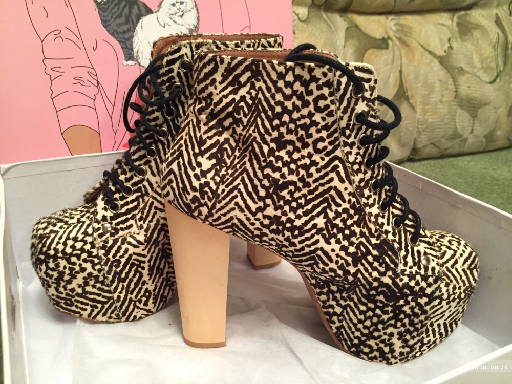 Ботинки Jeffrey Campbell Fur Animal Print Lita размер US 7