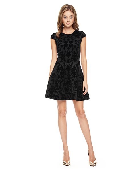 Juicy Couture чёрное платье из тонкой скубы с рисунком из бархата, S
