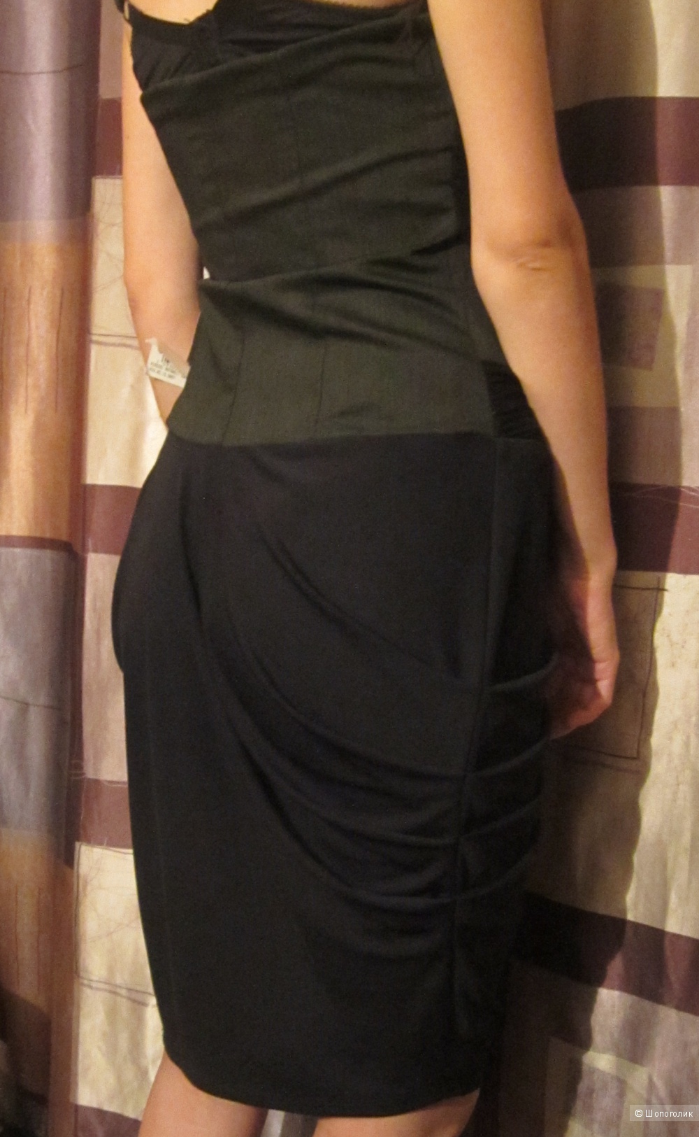 Новое турецкое платье-футляр, чёрное, с драпировкой по линии бёдер и груди