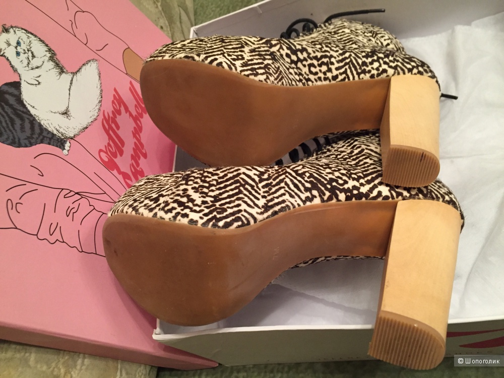 Ботинки Jeffrey Campbell Fur Animal Print Lita размер US 7