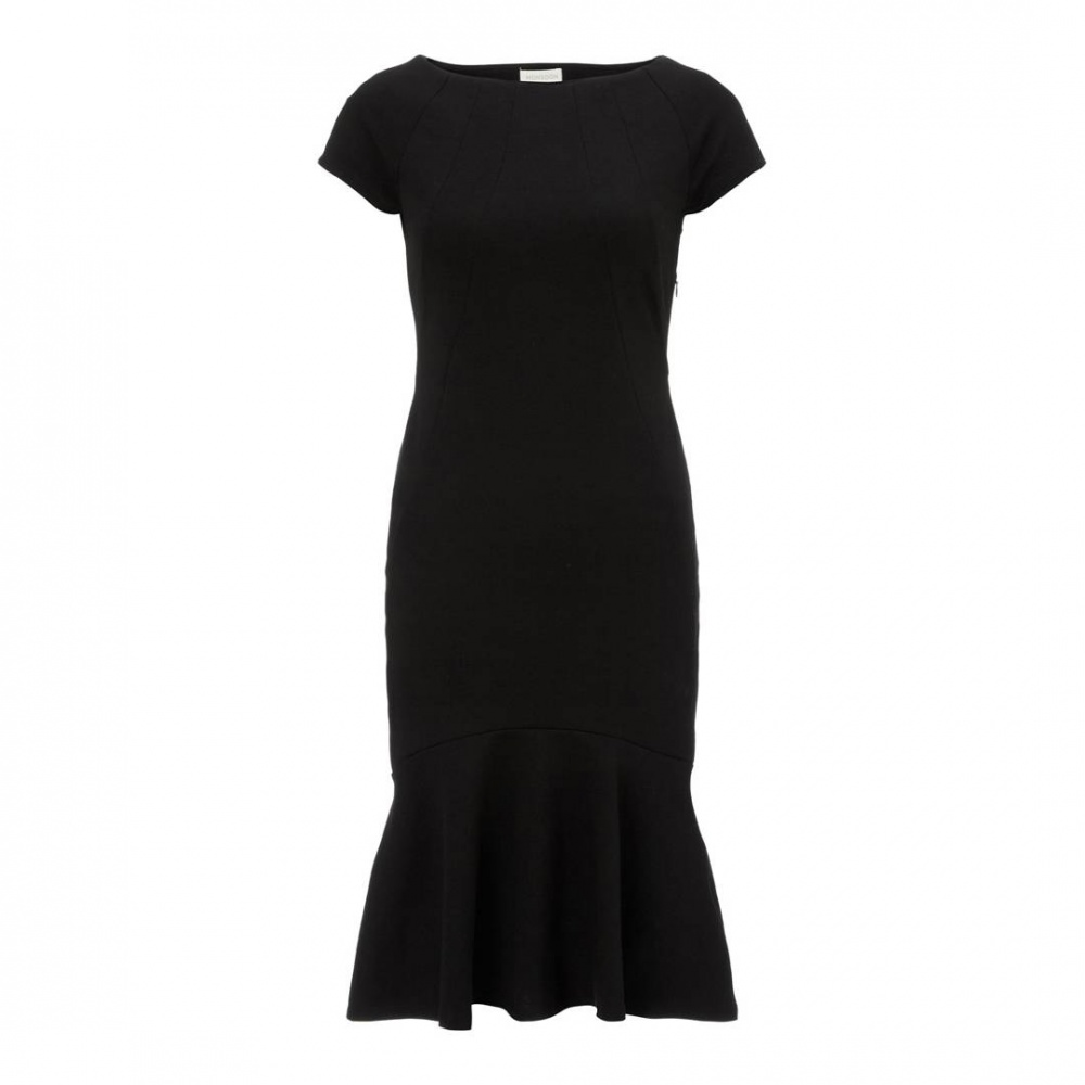 Monsoon чёрное облегающее платье с воланом Tamara, UK6