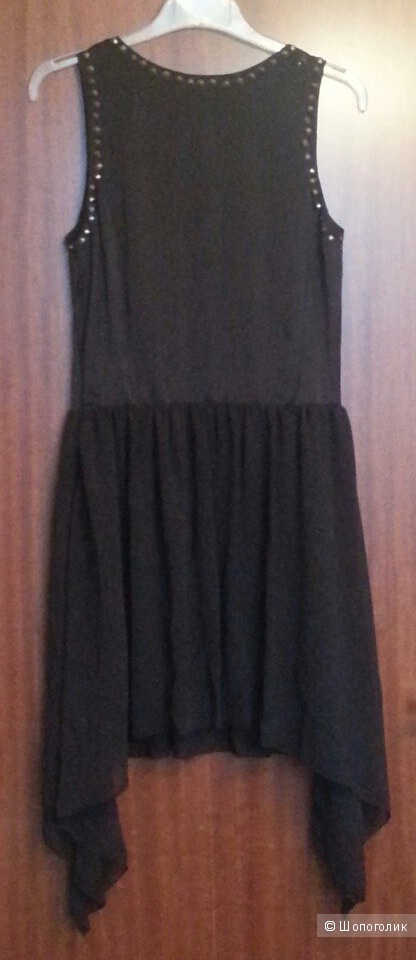 Replay чёрное платье с заклёпками и шифоновой юбкой, р. M